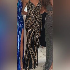 Elegant Black and Gold Women's Dress